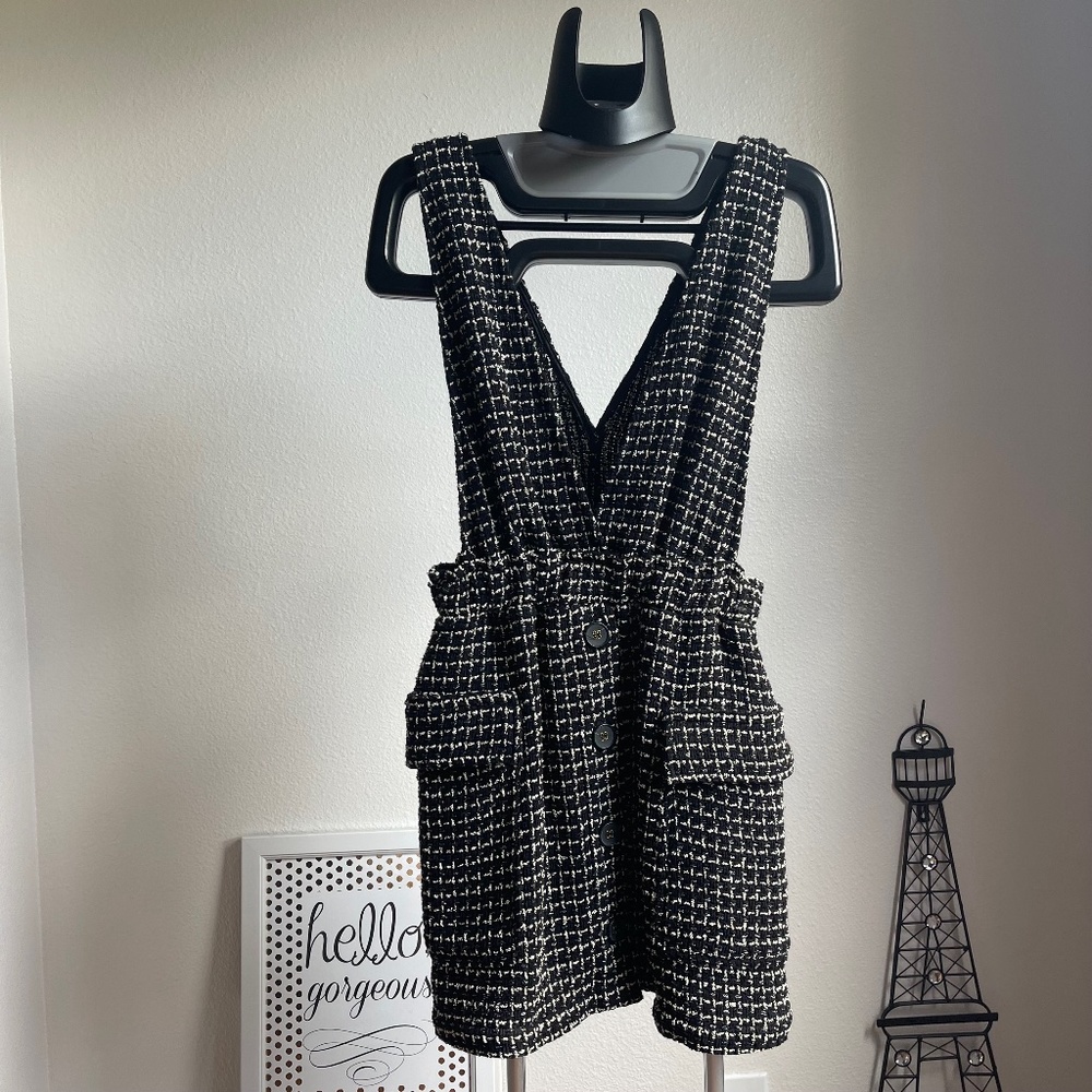 Zara Tweed Pinafore Dress Pocket